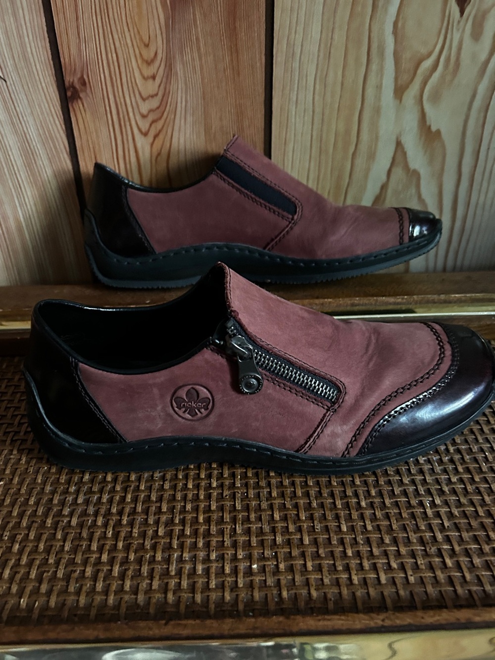 Rieker Antistress Leather Shoes Size 9 Women’s Loafer Comfort Flat Burgundy